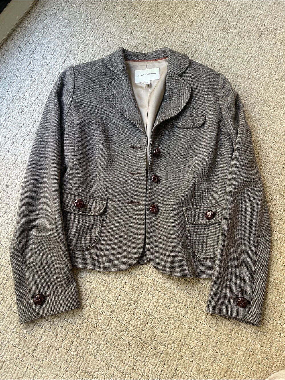 Banana Republic Brown Tweed Wool-Blend Blazer size 4